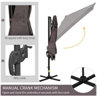 Outsunny 8'x8' Square Patio Hanging Offset Umbrella, Outdoor Cantilever Parasol w/ Cross Base, Light Brown(m-7)