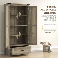 HOMCOM 69" Tall Farmhouse Kitchen Pantry Cabinet with 2 Doors, Drawer and Adjustable Shelves, Grey(m-5)