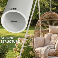 Outsunny Hammock Chair Stand  Indoor and Outdoor Use with Anti-Slip Foot Pads, 2 Carabiners, White(m-5)