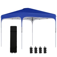 Outsunny 10' x 10' Pop Up Canopy Tent with Wheeled Carry Bag and 4 Sandbags, Instant Sun Shelter, Tents for Parties, Height Adjustable, for Outdoor, Garden, Patio, Blue(m-1)