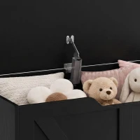 HOMCOM 31.5 Inches Storage Chest, Storage Trunk with Safety Hinge for Living Room, Black Wood Grain(m-10)