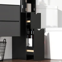 HOMCOM Tall Bathroom Storage Cabinet, Narrow Bathroom Cabinet with Drawers and Open Shelves for Small Spaces, Black(m-10)