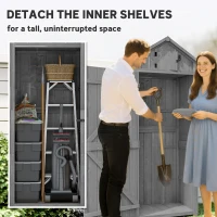 Outsunny 30" x 21" x 71" Garden Storage Shed, Sheds & Outdoor Storage Outdoor Workshop Yard Tool Utility Storage House Water-resistant All-weather Cover Spire Roof with 3 Tiers Shelves Grey(m-5)