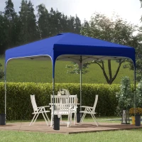 Outsunny 10' x 10' Pop Up Canopy Tent with Wheeled Carry Bag and 4 Sandbags, Instant Sun Shelter, Tents for Parties, Height Adjustable, for Outdoor, Garden, Patio, Blue(m-2)