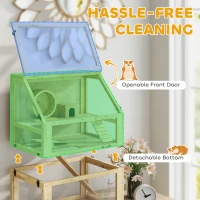PawHut Wooden Hamster Cage, 3 Tier Gerbil Cage with Deep Bottom, Hut, Seesaw, Exercise Wheel, Ramps, 24" x 16" x 29.5"(m-6)