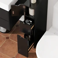 HOMCOM Tall Bathroom Storage Cabinet, Narrow Bathroom Cabinet with Drawers and Open Shelves for Small Spaces, Black(m-9)