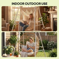 Outsunny Hammock Chair Stand  Indoor and Outdoor Use with Anti-Slip Foot Pads, 2 Carabiners, White(m-6)