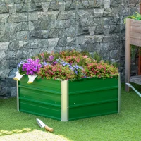 Outsunny 40'' Hexagon Raised Garden Bed, Outdoor Metal Planter Box with Gloves, for Backyard, Patio to Grow Vegetables, Herbs, and Flowers, Green(m-10)