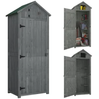 Outsunny 30" x 21" x 71" Garden Storage Shed, Sheds & Outdoor Storage Outdoor Workshop Yard Tool Utility Storage House Water-resistant All-weather Cover Spire Roof with 3 Tiers Shelves Grey(m-2)