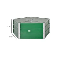 Outsunny 40'' Hexagon Raised Garden Bed, Outdoor Metal Planter Box with Gloves, for Backyard, Patio to Grow Vegetables, Herbs, and Flowers, Green(m-3)