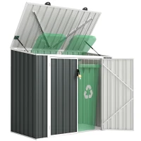 Outsunny 5ft x 3ft Outdoor Storage Shed, Garbage Bin Shed Organizer with Lockable Double Doors and Openable Lid(m-9)