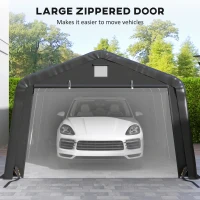 Outsunny Carport 12' x 20' Portable Garage, Heavy Duty Car Port Canopy with Ventilation Windows and Large Roll-up Door, Black(m-6)