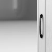 HOMCOM Narrow Bathroom Cabinet, Tall Bathroom Storage Cabinet with Barn Doors, Drawer and Adjustable Shelves, White Wood Grain(m-9)