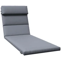 Outsunny Patio Chaise Lounge Chair Cushion Replacement Sun Lounger Pads with Headrest and Ties, Dark Grey(m-9)
