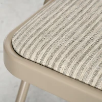 HOMCOM Set of 4 Metal Foldable Chairs, Linen Fabric Padded Folding Chairs with Cushion Seat and Open Back for Indoor, Beige(m-10)