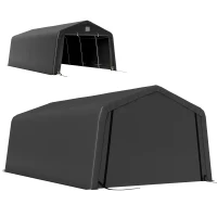 Outsunny 12' x 20' Portable Garage, Heavy Duty Carport Canopy with Ventilation Windows and Large Roll-up Door, Black(m-2)
