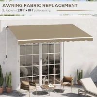 Outsunny Retractable Awning Fabric Replacement for 13' x 8' 840-151, Beige(m-6)