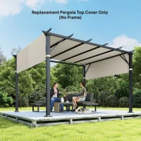 Outsunny 2 Pcs Pergola Replacement Canopy, UV Protection Pergola Shade Cover, Easy to Install, for 10 x 10ft Pergola, Cream White(m-8)