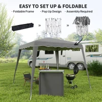 Outsunny 8' x 8' Pop Up Canopy, Outdoor Foldable Tent, Portable Canopy Tent with Carrying Bag for Camping, Party, Picnic, Grey(m-4)
