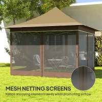 Outsunny 12 x 12 ft. Canopy Tent with Mesh Netting, UPF50+ Pop Up Tent with Carry Bag for Garden, Patio, Beige(m-5)