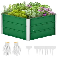 Outsunny 40'' Hexagon Raised Garden Bed, Outdoor Metal Planter Box with Gloves, for Backyard, Patio to Grow Vegetables, Herbs, and Flowers, Green(m-1)