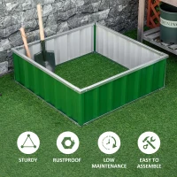 Outsunny 3' x 3' x 1' Raised Garden Bed, Galvanized Metal Planter Box for Vegetables Flowers Herbs, Green(m-6)