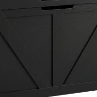 HOMCOM 31.5 Inches Storage Chest, Storage Trunk with Safety Hinge for Living Room, Black Wood Grain(m-12)
