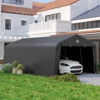 Outsunny 12' x 20' Portable Garage, Heavy Duty Carport Canopy with Ventilation Windows and Large Roll-up Door, Black(m-1)