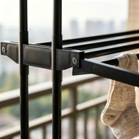 HOMCOM 5-Tier Clothes Drying Rack, Foldable Laundry Drying Rack with Wheels, Side Wings, Black(m-9)