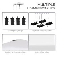 Outsunny 10' x 10' Pop Up Canopy Tent with Wheeled Carry Bag and 4 Sandbags, Instant Sun Shelter, Tents for Parties, Height Adjustable, for Outdoor, Garden, Patio, White(m-7)