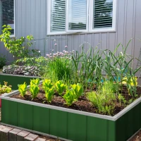 Outsunny 3' x 3' x 1' Raised Garden Bed, Galvanized Metal Planter Box for Vegetables Flowers Herbs, Green(m-2)