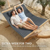 Outsunny Outdoor Hammock 2-Person, with Pillow & Pad, 440 lbs Capacity, Gray(m-5)
