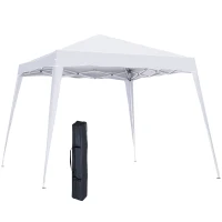 Outsunny 8' x 8' Pop Up Canopy, Outdoor Foldable Tent, Portable Canopy Tent with Carrying Bag for Camping, Party, Picnic, White(m-9)