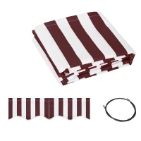 Outsunny 9' x 8' Outdoor Sunshade Canopy Awning Cover, Retractable Awning Fabric Replacement, UV Protection, Red and White(m-9)
