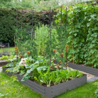 Outsunny 6' x 3' x 1' Raised Garden Bed with 2 Trellis Tomato Cages, Steel Frame Elevated Planter Box, Dark Grey(m-1)