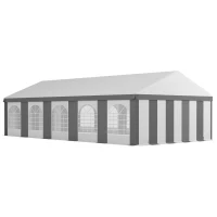 Outsunny 20 x 33 ft Heavy Duty Party Tent Outdoor Gazebo Wedding Tent Event Shelter Carport BBQ with Removable Sidewalls & Windows, Outside Waterproof Canopy for Parties, White and Gray(m-1)
