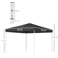 Outsunny 13' x 13' Pop Up Canopy Tent with Height Adjustable, Carry Bag for Outdoor, Garden, Patio, Gray(m-3)