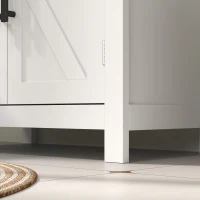 HOMCOM Farmhouse Bathroom Storage Cabinet, Bathroom Floor Cabinet with Barn Doors and Adjustable Shelf, White(m-11)