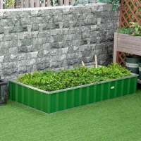 Outsunny 5.7' x 3' x 1' Raised Garden Bed, Galvanized Metal Planter Box for Vegetables Flowers Herbs, Green(m-10)