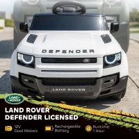 Qaba 12V Ride on Car Licensed Land Rover with Remote, Suspension, Slow Start, 3 Speeds, Lights, Music, Horn for 3-5, White(m-4)