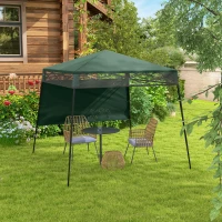 Outsunny 7' x 7' Pop Up Canopy Gazebo Tent with Backpack & Inclined Legs, Green(m-7)