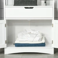 kleankin Bathroom Floor Cabinet, Free Standing Kitchen Cabinet with Shelves, Drawer and Doors, for Living Room, White(m-10)