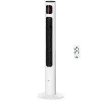 HOMCOM Freestanding Tower Fan Cooling for Home Bedroom with Oscillating, 3 Speed, 12h Timer, LED Sensor Panel, Remote Controller, White(m-11)