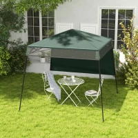 Outsunny 7' x 7' Pop Up Canopy Gazebo Tent with Backpack & Inclined Legs, Green(m-8)