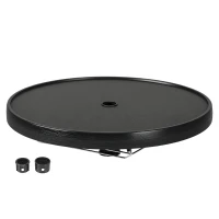 Outsunny Beach Umbrella Table Tray with Wine Glass Holder and Foldable Towel Rack, 23.5", Black(m-11)