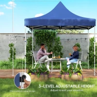 Outsunny 10' x 10' Heavy Duty Pop Up Canopy Tent with Sidewall, UPF50+ Instant Sun Shelter with Storage Pockets, Dark Blue(m-8)