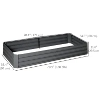 Outsunny 6' x 3' x 1' Raised Garden Bed with 2 Trellis Tomato Cages, Steel Frame Elevated Planter Box, Dark Grey(m-3)