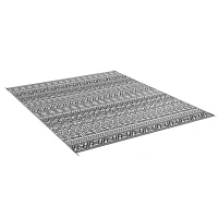 Outsunny Reversible Outdoor Rug Carpet RV Camping Rugs with Carry Bag, 8' x 10', Gray & Cream White Boho(m-1)