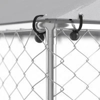 PawHut 6.6' x 6.6' x 6.6' Outdoor Dog Kennel Heavy Duty Galvanized Steel with UV-resistant Roof, Silver(m-10)