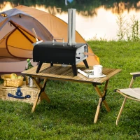 Outsunny Pellet Wood Fired Pizza Oven, Outdoor Pizza Maker with 12" Rotating Stone, Peel and Waterproof Cover(m-2)